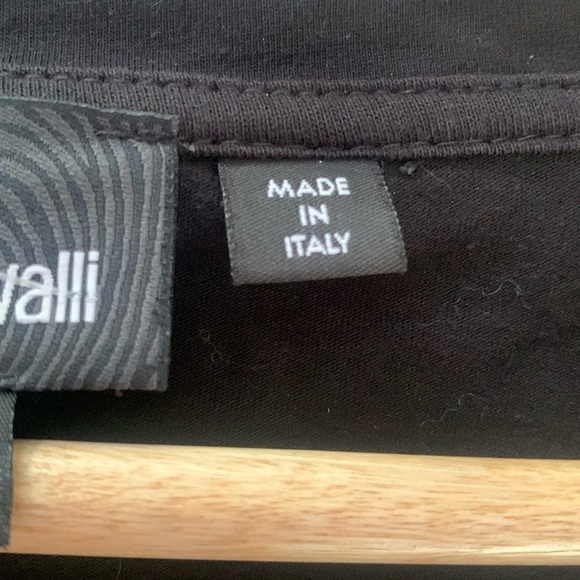 Roberto (Just) Cavalli Top T Shirt Rhinestone Logo Black Small - Picture 5 of 5